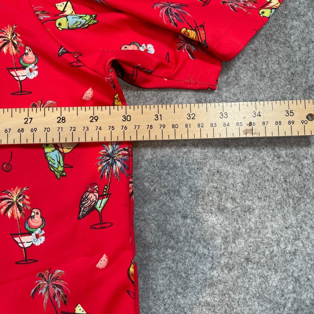 Sunday Swagger Mens Polo Shirt 4XL Red Tropical Print Stretch Short Sleeve Golf - Picture 10 of 14